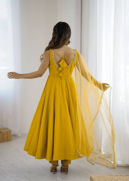 KASTURI YELLOW ANARKALI SUIT SET