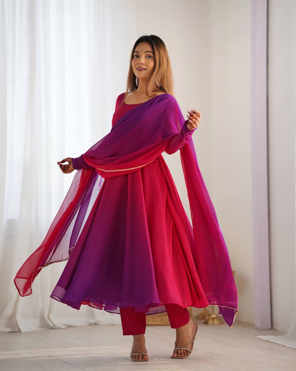 NEELAYA DARKPINK LIGHTWEIGHT ANARKALI SUIT SET