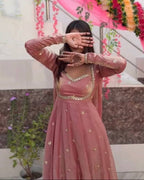 RASSNIKA LIGHT PINK ANARKALI SUIT SET