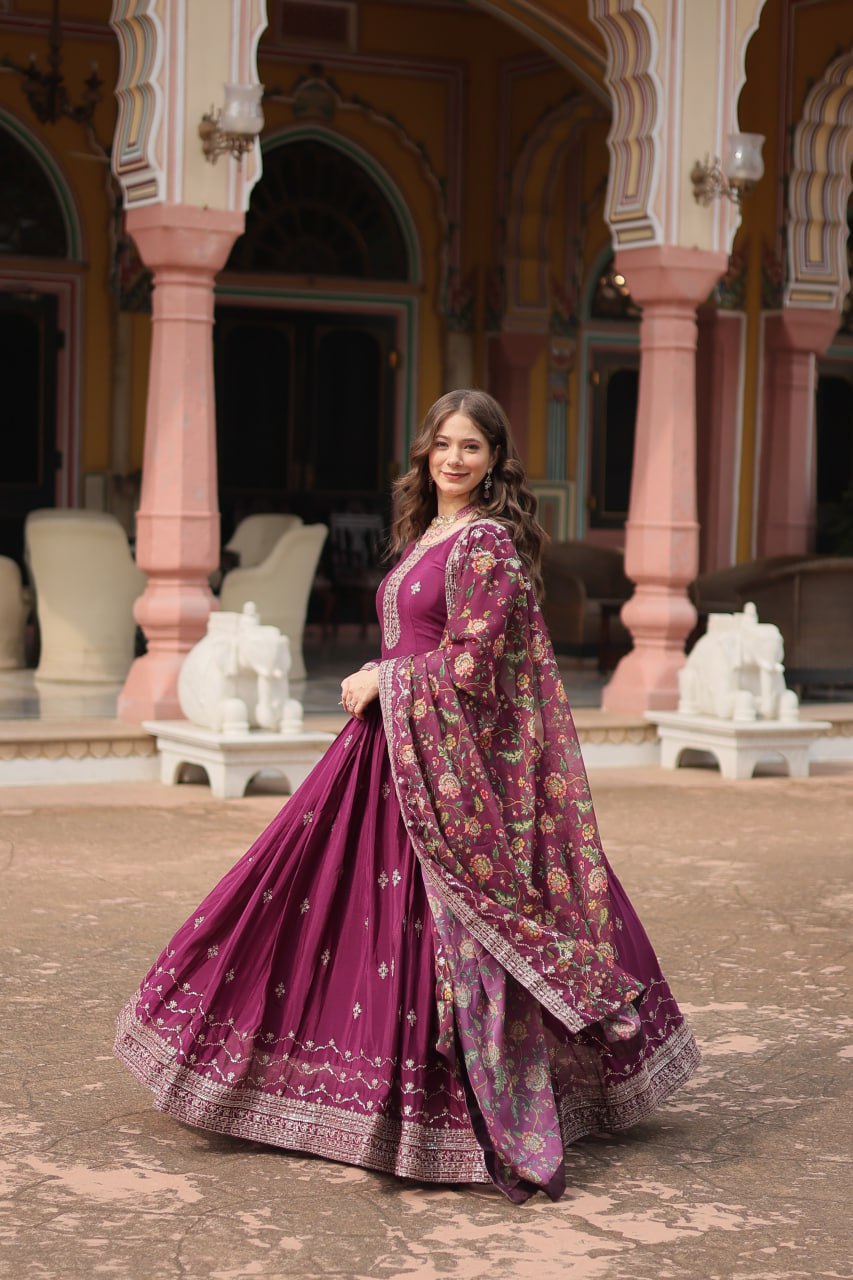 RUBINA WINE EMBROIDERED SUIT SET