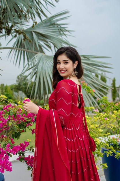 SIMRAN'S MAROON EMBROIDERED GEORGETTE SUIT SET