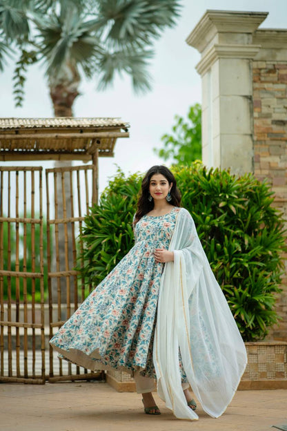 SIMRAN'S MALTICOLOR FLOWER MASLIN SUIT SET