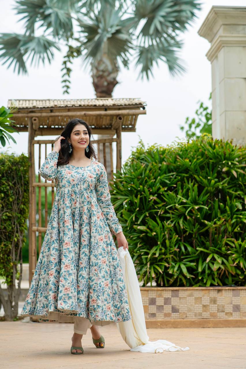 SIMRAN'S MALTICOLOR FLOWER MASLIN SUIT SET