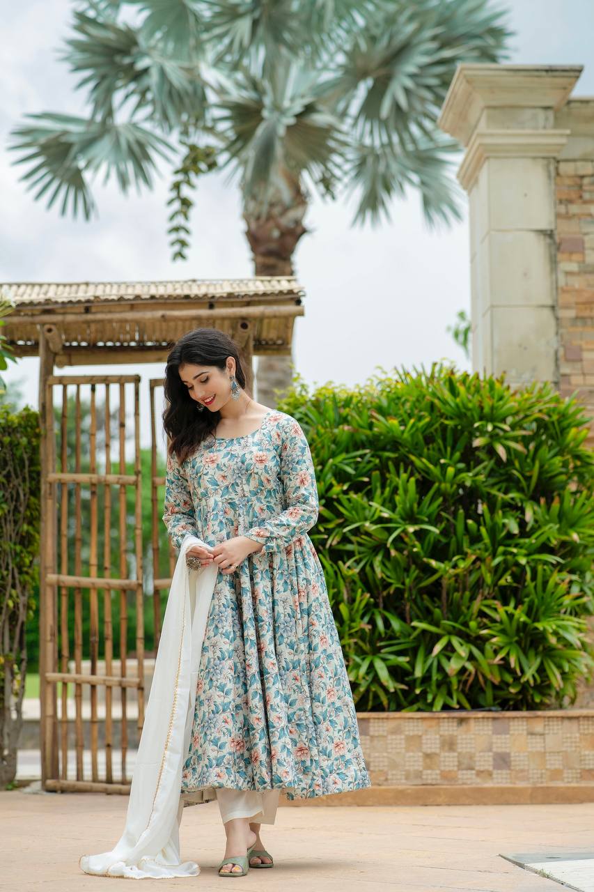 SIMRAN'S MALTICOLOR FLOWER MASLIN SUIT SET