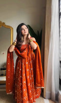 Radiant Elegance Orange Embroidered Anarkali