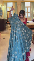 Aabroo Firozi Floral Anarkali Suit Set