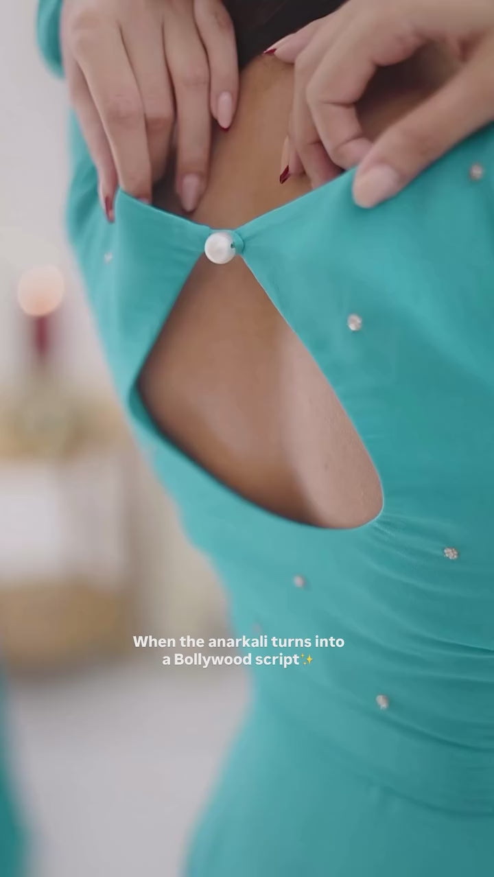 Ishka Sky Blue Anarkali Suit Set