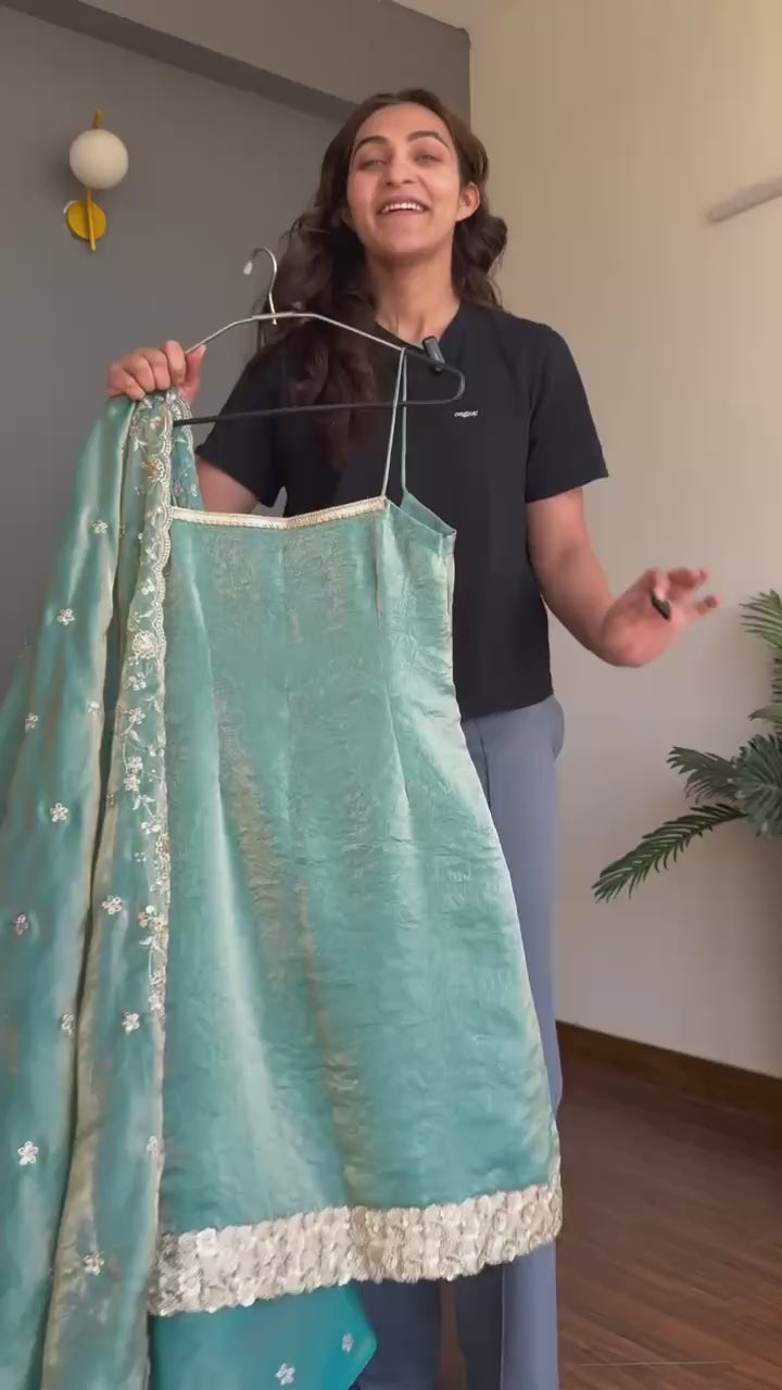 Fariya Aqua Kurta Palazzo Suit Set