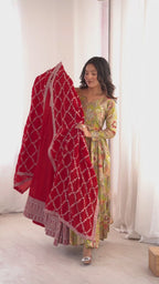 Ruhira Red Anarkali Suit Set