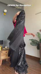 ZAVIYA BLACK PLAZZO WITH READY TO WEAR SAREE SUIT SET