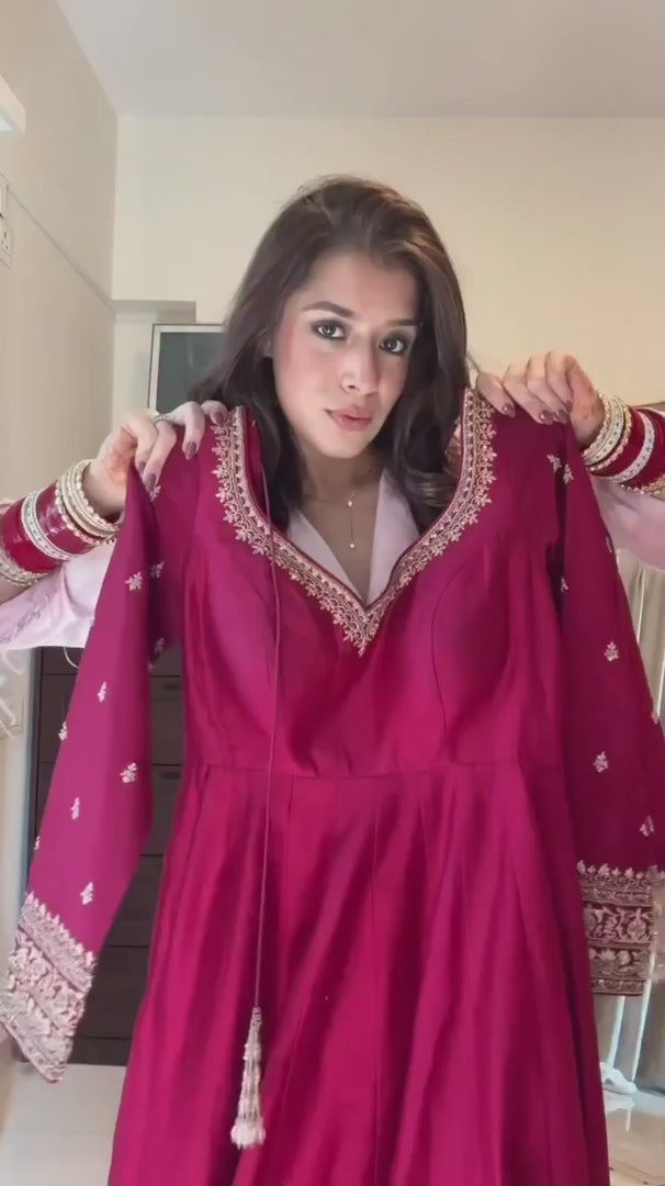 Dhruvi Pink Anarkali Premium Suit Set