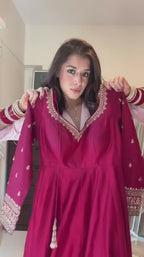 Dhruvi Pink Anarkali Premium Suit Set