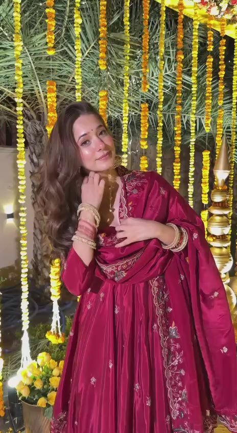 MEHFIL RED ANARKALI SUIT SET