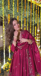 MEHFIL RED ANARKALI SUIT SET