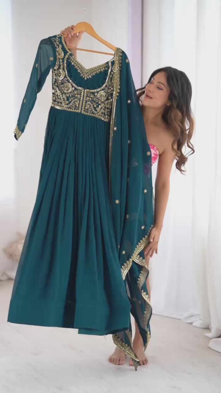 Ophirya Midnight Cascade Anarkali Suit Set