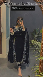 Midnight Noor Velvet Embroidered Suit Set