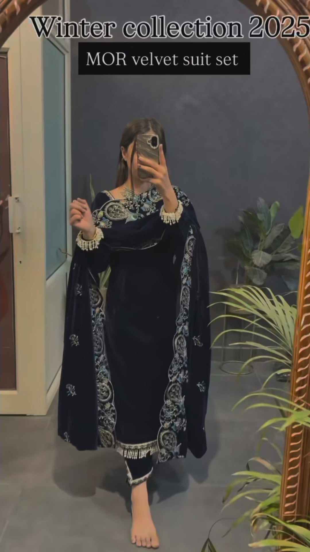 Midnight Noor Velvet Embroidered Suit Set