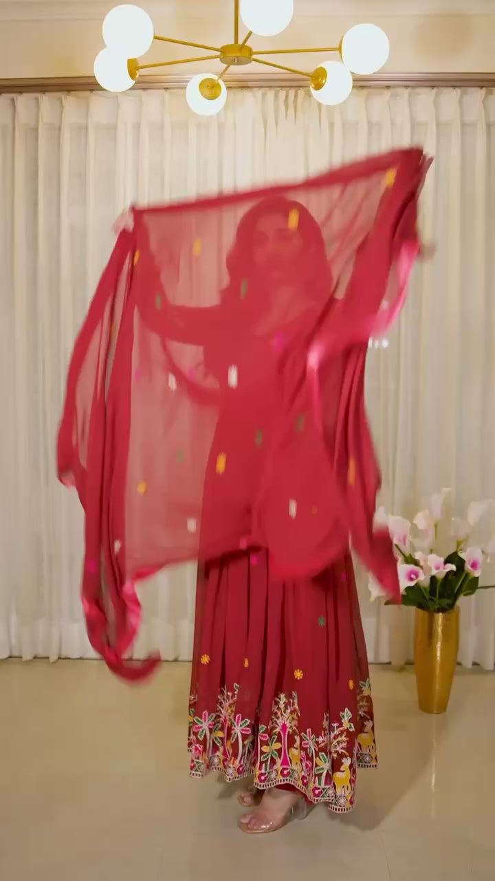 ARZUU RED ANARKALI SUIT SET