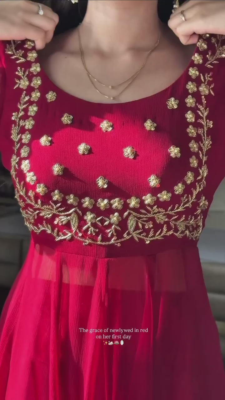 Anvika Red Elegant Anarkali Suit Set