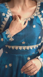 AURA BLUE ANARKALI SUIT SET
