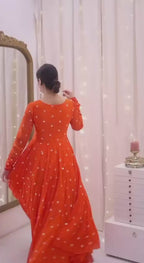 Prisha Orange Anarkali Suit Set