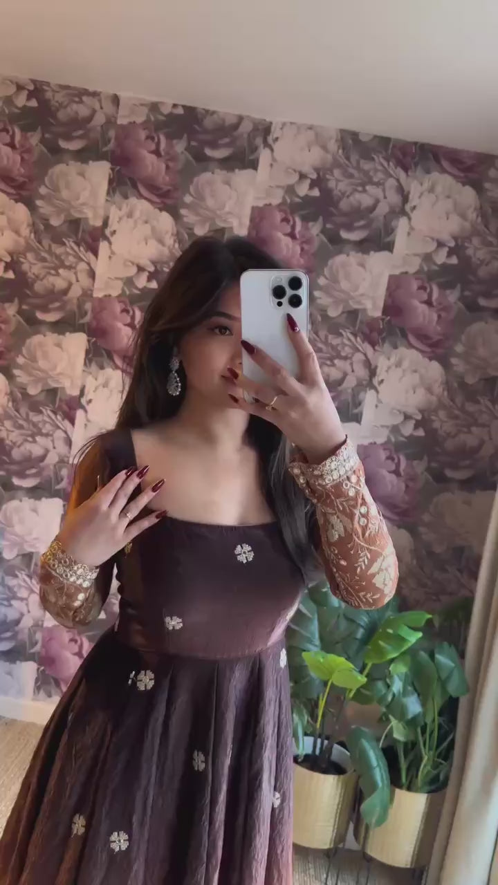 Mohrina Cocoa Anarkali Suit Set