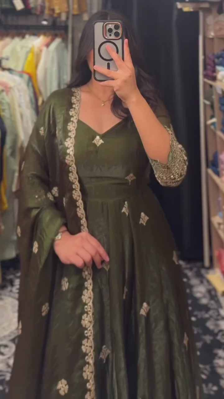 RAVYA GREEN ANARKALI SUIT SET