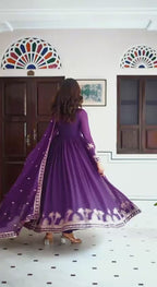 TABASOON PUPRLE ANARKALI SUIT SET