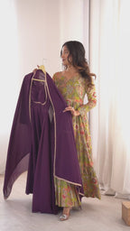WINE SAINO ANARKALI SUIT SET