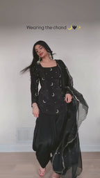 Chaandni Black Moon Embroidered Kurta Suit Set