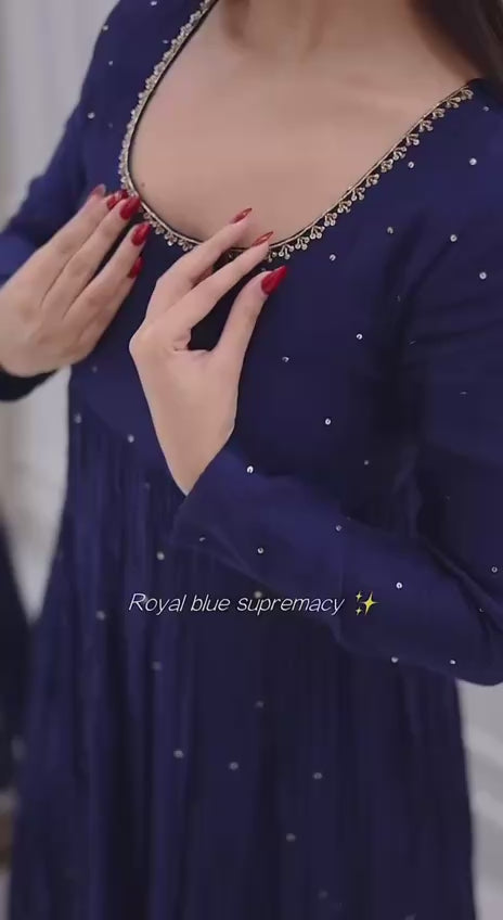 CLASSIC NAVY BLUE ANARKALI SUI SET