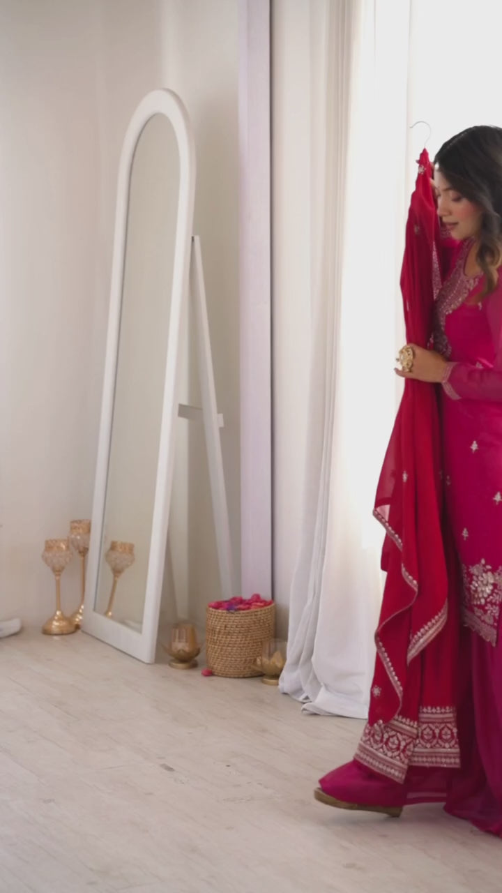 Classic Red Festive Anarkali Suit Set