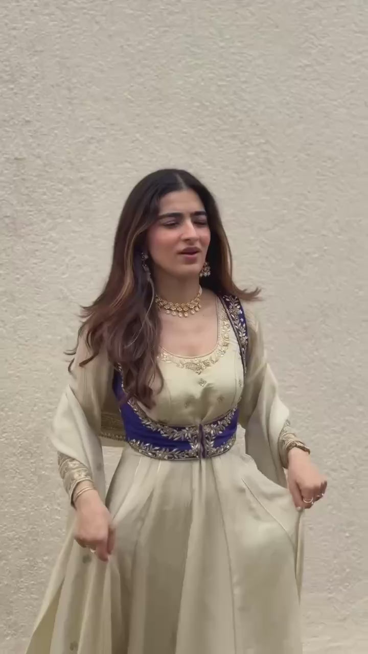 Dilbar Cream Anarkali And Koti Suit Set