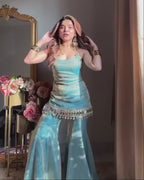 ALINA AQUA KURTA PLAZO SUIT SET