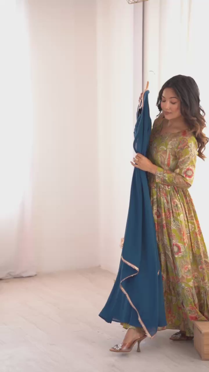 ZARA BLUE ANARKALI SUIT SET