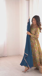 ZARA BLUE ANARKALI SUIT SET