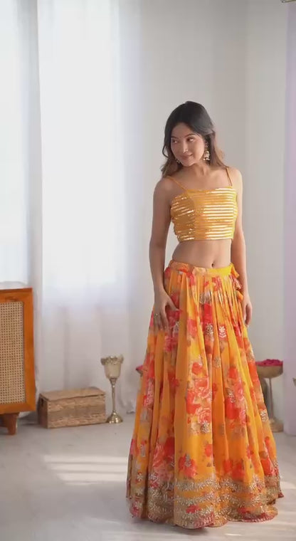 Nitara Marigold Lehenga Koti  Set