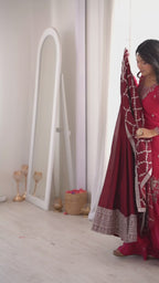 Zerina Wine Anarkali Suit Set