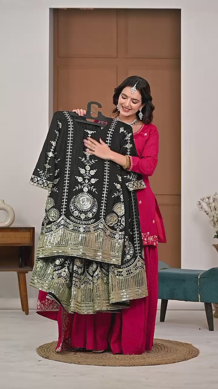 Noorika Black Royal Embroidery Anarkali Suit Set