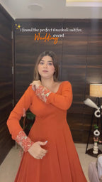 Zarvisha orange anarkali suit set
