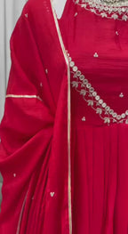 RED RUBY ANARKALI SUIT SET