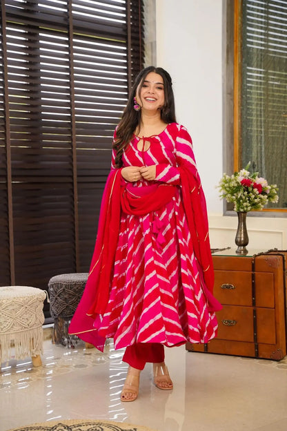 Sunaina's Red & Pink Suit Set