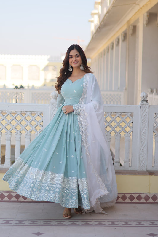 MIMI EMBROIDERED ANARKALI SUIT SET