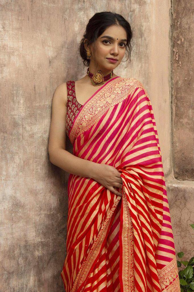 Kanchipuram silk sarees | Indian Saree | Silk Saree | Red Color Sari | Women Sari | Traditional Saree | Wediing Wear | Festival Saree |