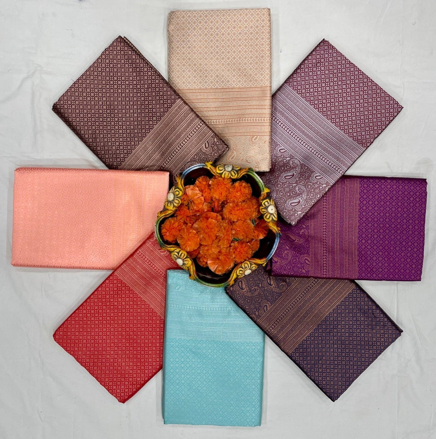 Purple color soft silk banarasi saree with matching blouse.