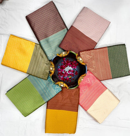Maroon color soft silk banarasi saree with matching blouse.