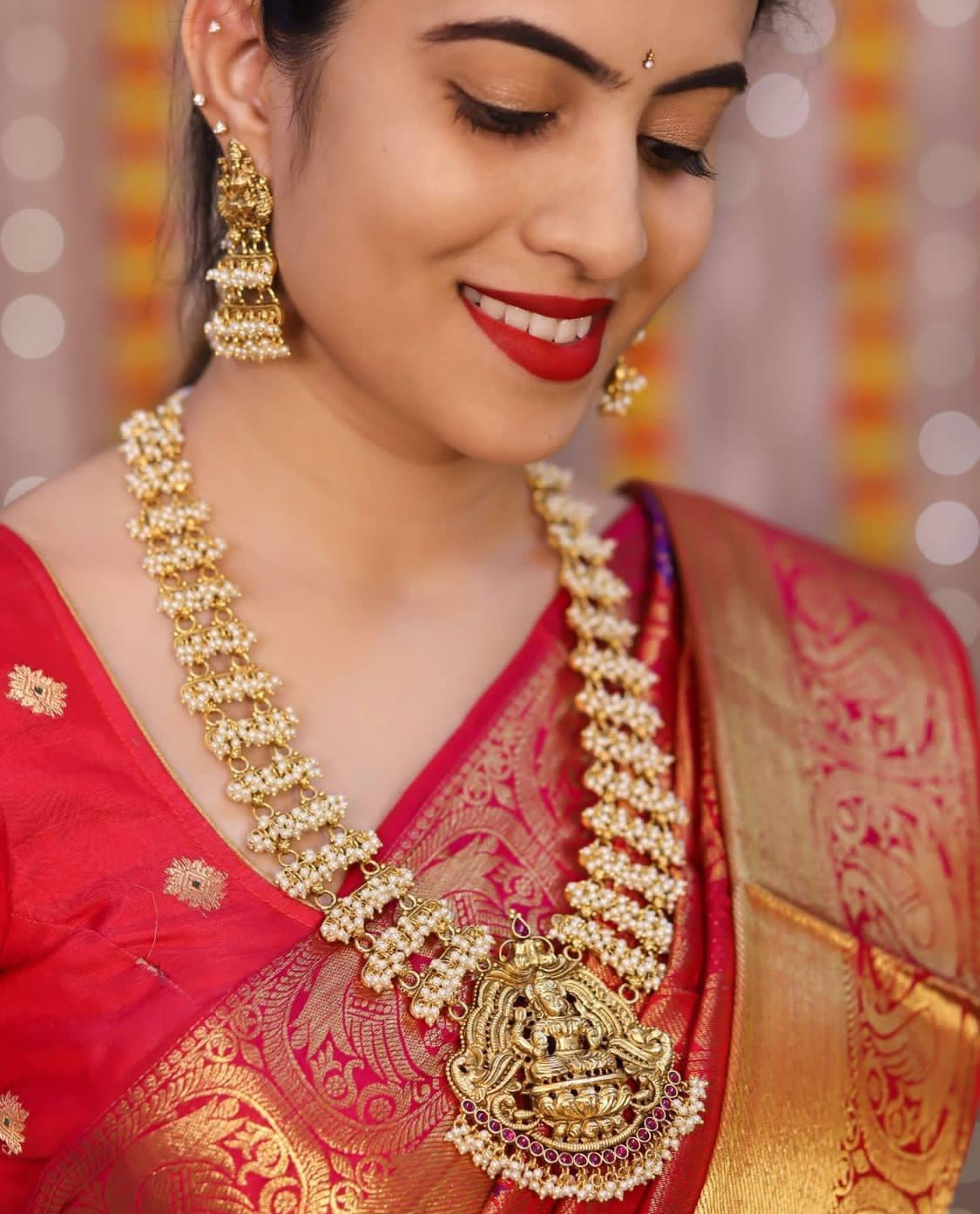 Bollywood Silk Blend, Art Silk Saree  (Red, Gold)