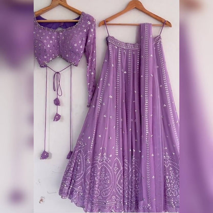 Light Purple Colour Embroidered Attractive Party Wear Silk Lehenga choli dc 170
