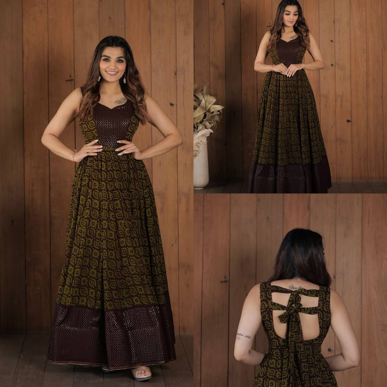 Gorgeous PartyWear Long gown in pure Georgette material with heavy Emb –  siyarasfashionhouse