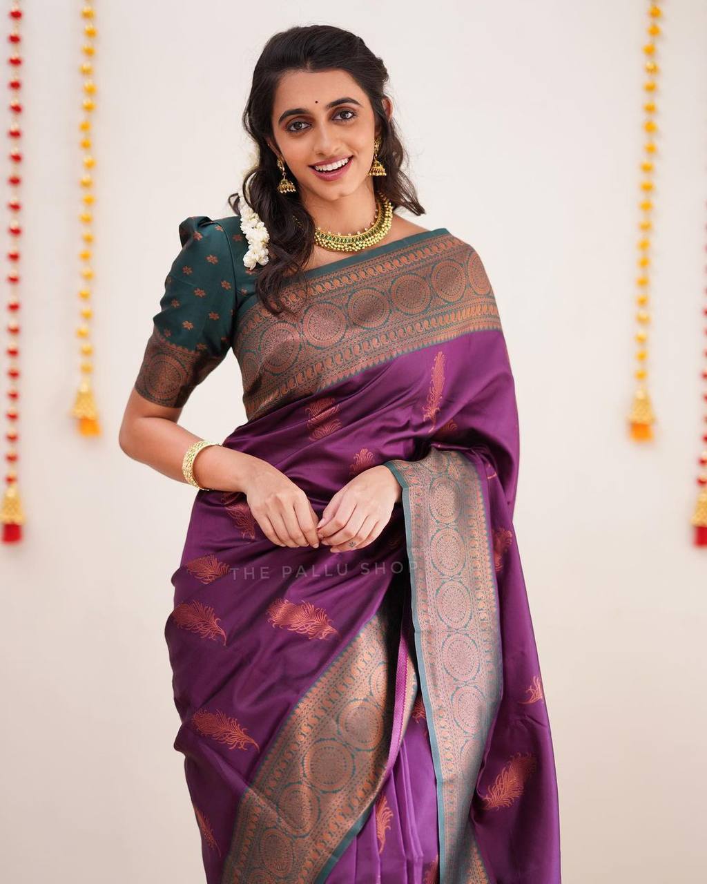 Royal Blue & Wine Purple 1gm Zari Elegance Kanchipuram Handloom Silk S –  Capell Haute Couture